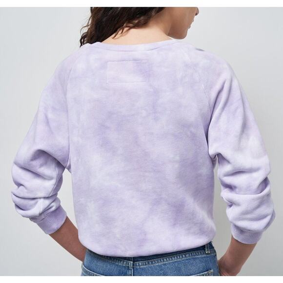 Nili Lotan Classic Crewneck Sweatshirt Light Lavender Tie Dye Size M - Picture 2 of 12